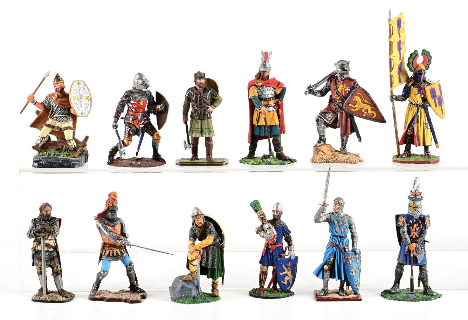 LOT OF 12: VARIOUS RUSSIAN MINIATURES MEDIEVAL KNIGHTS: Also includes one Frontline figure. Condition: Dimensions: Largest: 4" T.