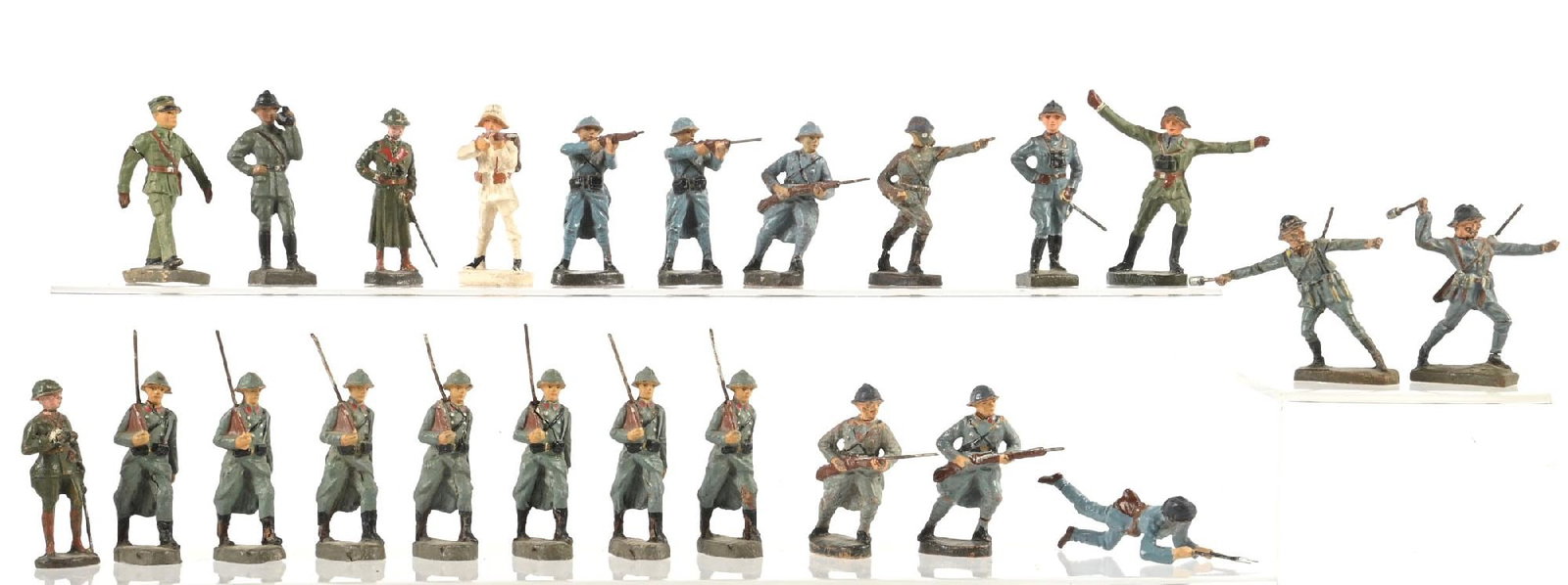 LOT OF 23: ELASTOLIN FRENCH SOLDIER FIGURES (1 of 1)