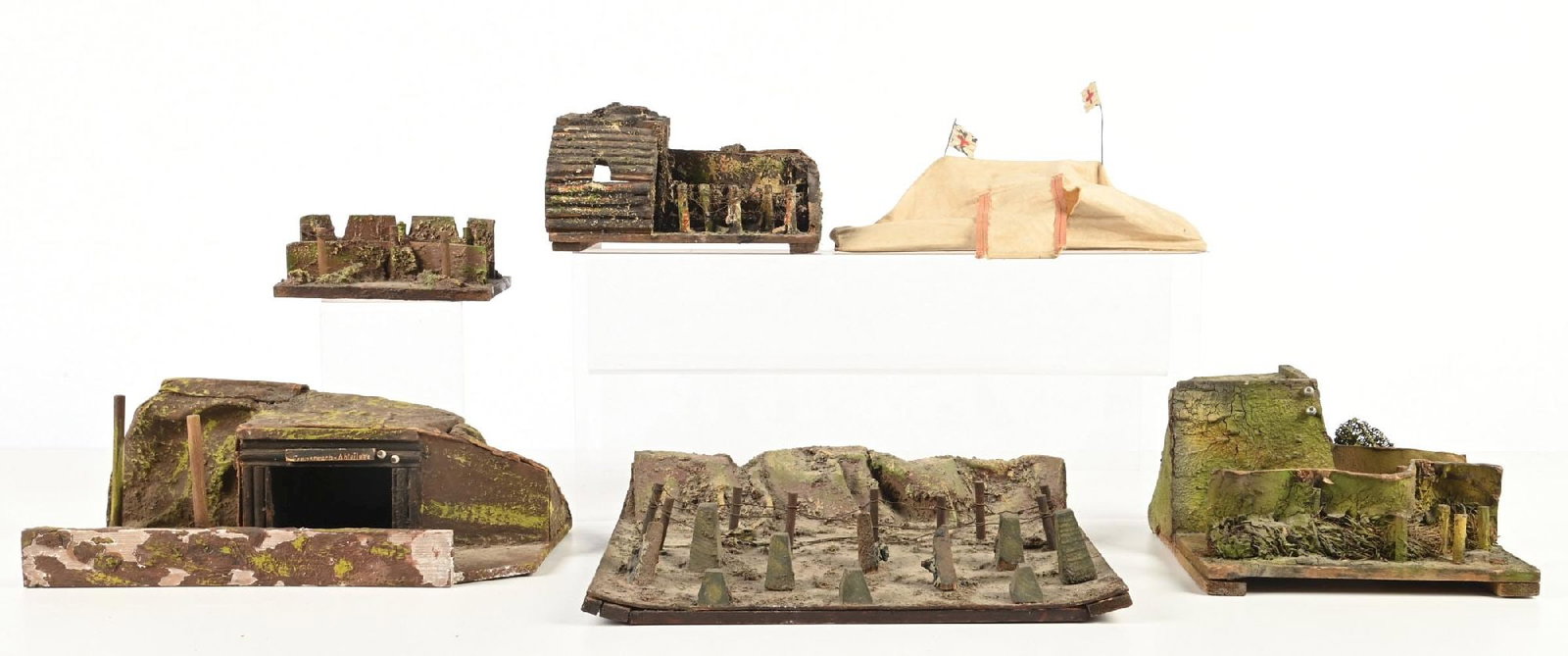 LOT OF 6: GERMAN COMPOSITION TRENCH PIECES W/ MEDICAL TENT (1 of 1)