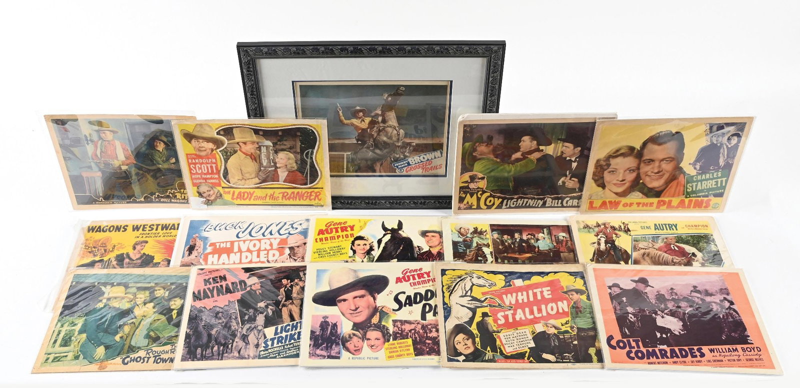 LOT OF 22: VARIOUS VINTAGE WESTERN MOVIE LOBBY CARDS (1 of 3)