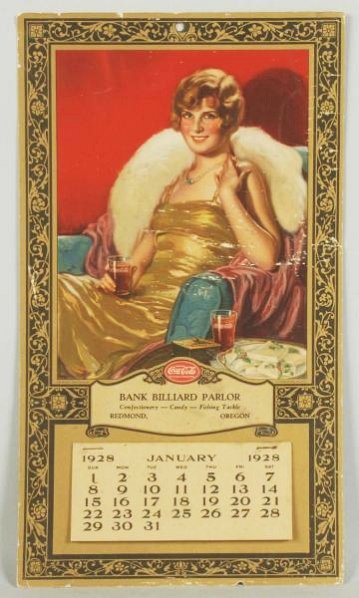 1928 Coca-Cola Distributor Calendar.: Full pad with surface abrasions and color interruption. Also, a few edge nicks and three small tack holes. Condition (Very Good). Size 13 - 3/