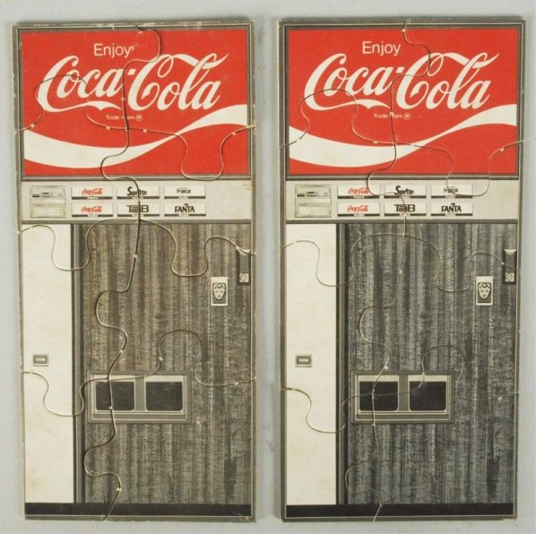 Lot of 2: Coca-Cola 1960s Machine Puzzles.: Light wear and mild stains only. Condition (Excellent). Size Each: 7" x 3 - 1/4".