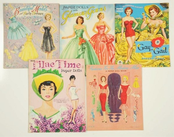 Lot of 5: Fashion Theme Paper Doll Sets.: Includes Glamour Gowns, Fashions For the Modern Miss and three others. All are uncut. Condition (Excellent).