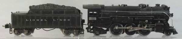 Lionel No. 225E Train Engine & Tender.: Pre-war. O-gauge. Matching Lionel Lines tender marked "2235W". Some minor chipping and wear throughout. Condition (Very Good).