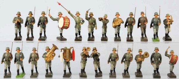 Lot of 24: Lineol German Band & Marching Group.: Includes a mix of sizes. 6.5 cm and 7 cm for the band and all others mostly 7 cm. Condition (Good).