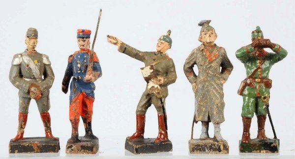 Lot of 5: Lineol 5 cm Soldier Figures.: From various nations. One soldier is gloss coated. Condition (Good).