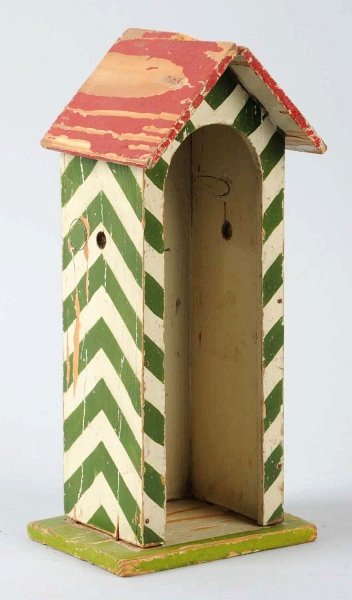 Large Wooden Guardhouse.: Probably Lineol. Small piece missing from roof. Condition (Very Good). Size 11" T.