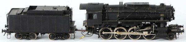 Swiss Diecast Metal Train Engine & Tender.: European style steam type engine with matching eight-wheel tender. Some repairs to engine. Includes original box marked "Metropolitan Switzerland 2-8-0 Liberty Type". Condition (Very Good).