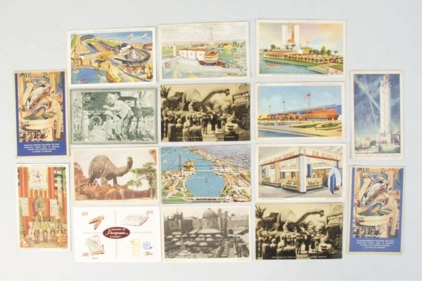 Lot of 800+ World's Fair Postcards.: Includes cards from the 1904 St. Louis fair through the 1964 New York World's Fair. There are large quantities of the 1915 Pan Pacific Expo and the 1933 Century of Progress. Condition (Very Good).