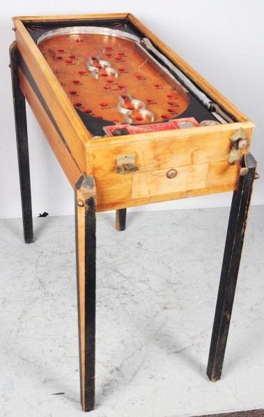 5¢ Contact Master Pinball by Pacific Amusement.: Missing top glass or balls. Condition (Fair). Size 40" L.