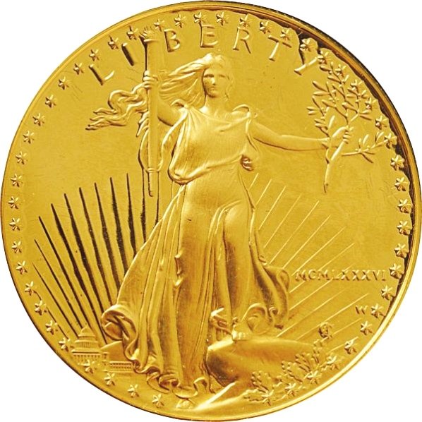 1986 1 Ounce American Eagle Gold Proof Coin.: In case with papers. Condition (Proof).(Proof).