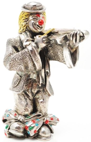 Sterling Silver Clown with Violin.: Signed "Marino". Weight: 4.4 troy ounces. Condition (Near Mint). Size 4" T.4" T.(Near Mint).