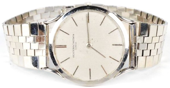 14K White Gold Vacheron & Constantin Watch.: 14k white gold band. Ultra thin movement. Manual wind. Weight: 32 dwt. Serial number: 524636.(Excellent).