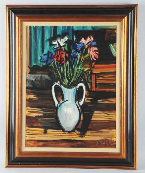 Ben Benn Still Life Oil on Canvas.: (1884-1983). Still life of flowers in pitcher. Signed and dated in lower right. Dated 1964. Provenance: John and Fannie Frisoli. Short Hills N.J., to their daughter Diane Frisoli Nolan. Purchased from
