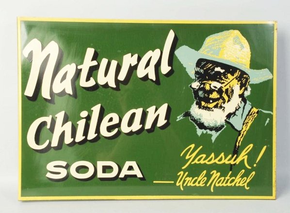 1940s with No Metal Natural Chilean Soda Flange.: 1940s with no wear and only minor marks and a few small areas with fine steel wool scratches. Condition (Near Mint). Size 15" x 21 - 1/2".