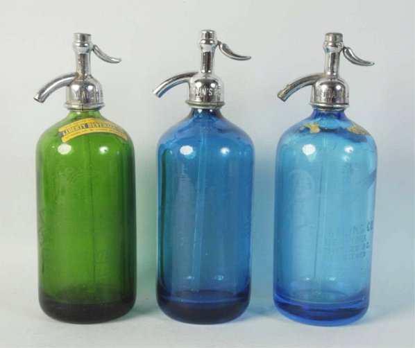 Lot of 3: Glass Seltzer Bottles.: Includes Getman's, White Eagle and Irwin's. No cracks or chips. Condition (Excellent). Size Largest: 11" T.
