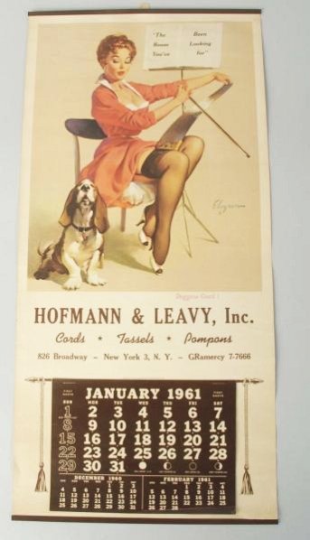 1961 Hofmann & Leavy Advertising Calendar.: Full calendar. Artwork by Gil Elvgren. Condition (Excellent). Size 23" x 11".