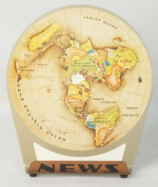 Air Age Map of the World News Stand.: 1953 with little wear. Condition (Near Mint). Size 11" T.