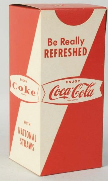 1960s Coca-Cola Straw Box.: Tiny clean cut in top. Condition (Near Mint). Size 8 - 3/4" T.