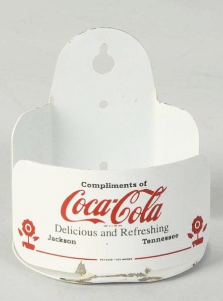 1940s-50s Jackson, Tennessee Coca-Cola Holder..: Bottle Holder. Neat and not often seen. A few paint nicks bottom front area. Condition (Excellent). Size 3" T.