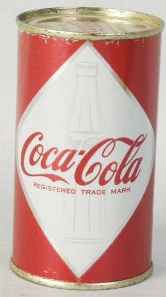 1960s Coca-Cola Diamond Can.: A few small dents and full trade mark wording. Condition (Excellent). Size 4 - 1/2" T.