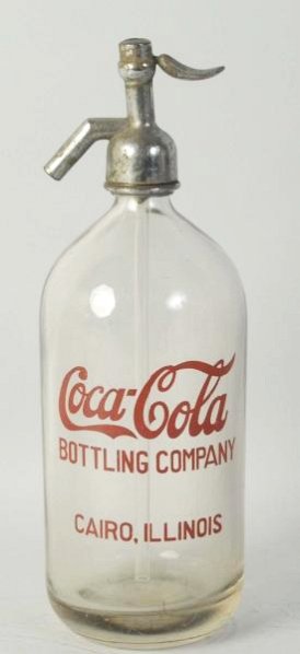 Coca-Cola Cairo, Illinois Seltzer Bottle.: Light wear and slight fogging at bottom inside. Condition (Excellent). Size 12 -1/2" T.
