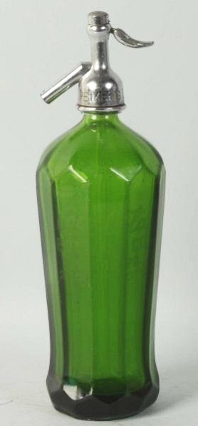 Sharon, Pennsylvania Coca-Cola Green Bottle: Fluted Seltzer bottle. Chips and and nicks and just light wear. Condition (Very Good). Size 12 - 1/2" T.