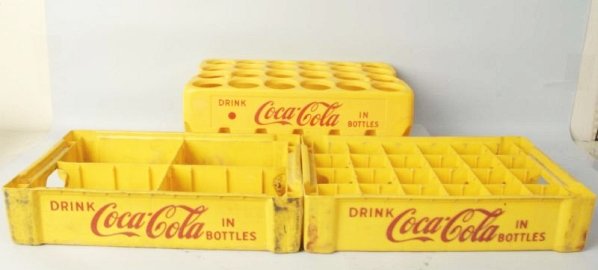 Lot of 3: 1950s Coca-Cola Plastic 24 Bottle Case.: All different with light wear/soiling. Condition (Excellent). Size Each: 18 -1/4" L.