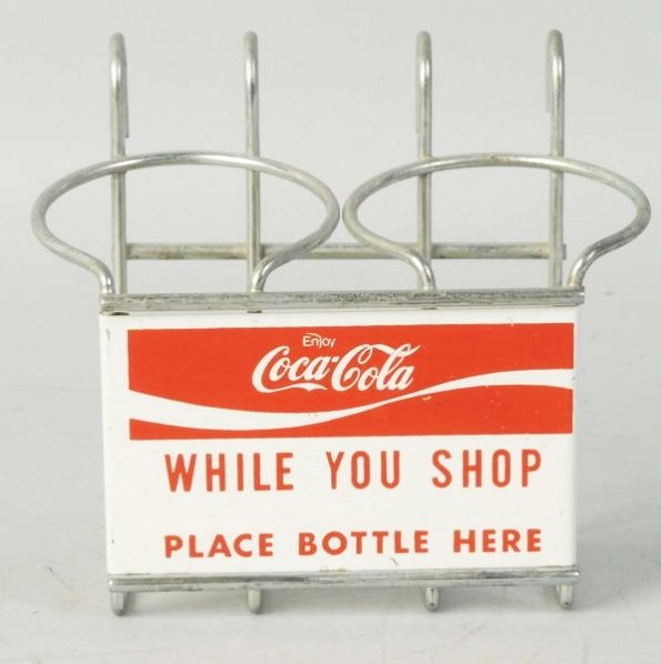 1970s Coca-Cola Shopping Cart Bottle Holder.: Seldom seen with no wear. Condition (Near Mint). Size 5 - 1/2" W.