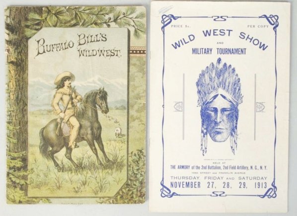 Buffalo Bill Book & Wild West Brochure.: This program is from the 1885-87 season. The show took place in Madison Square Garden which Cody rented for the event. This is a very rare and almost impossible to find program. There are no loose, to