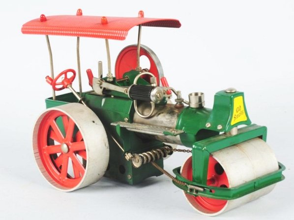 Mamod Steam Roller Vehicle.: American made. Looks like it has been fired up. Does have original burner on bottom. Also, looks like it has some restoration. Condition is restored. Size 13" L.