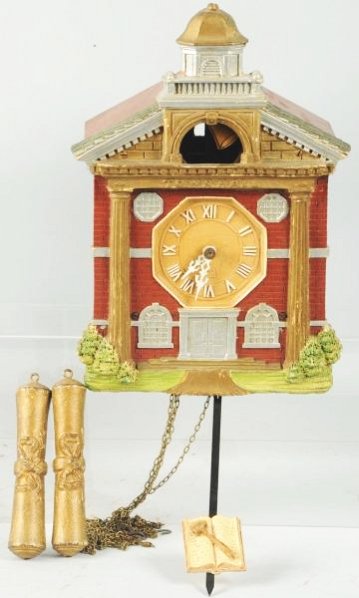 Town Hall Building Clock.: Lux large town hall clock with weights and pendulum. Condition (Excellent). Size 12" T.