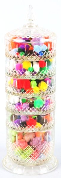 Glass Candy Jar.: Six piece set. All original. Condition (Near Mint). Size 19 - 1/2" T.