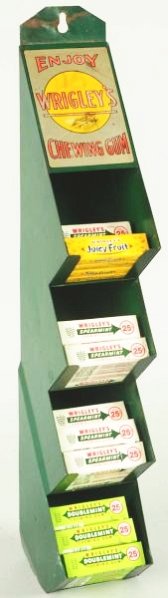 Tin Wrigley's Chewing Gum Dispenser.: Circa 1930s. Condition (Very Good). Size 20 - 1/4" T.