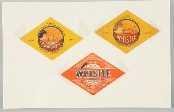 Lot of 3: 1920s Whistle Diamond Bottle Labels.: All have cool graphics and one has light wear. Condition (Excellent - Near Mint). Size Each: 4 - 1/2" L.