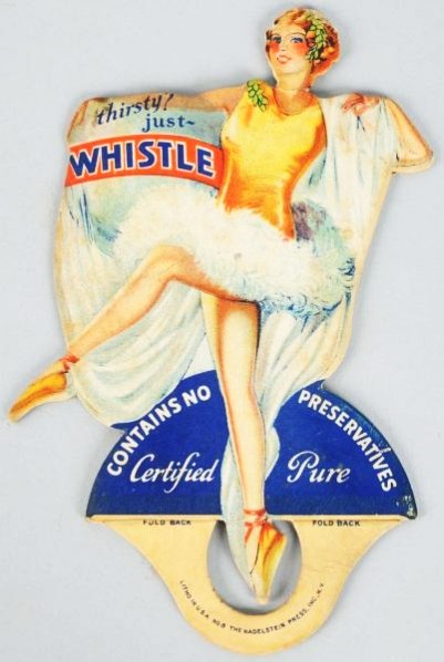 1920s-30s Whistle Bottle Topper.: A few bends and moderate soiling. Scarce item. Condition (Very Good). Size 8" T.