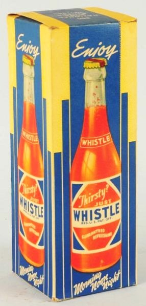 1940s-50s Whistle Straw Box.: Great graphics and colors, with only very light wear, soiling, and a mild bend on one panel. Condition (Excellent Plus). Size 10 - 3/4" T.