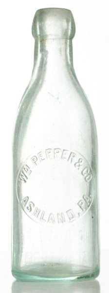 Squatty Wm. Pepper & Co. Hutch Style Bottle.: C. 1905 from Ashland Pa. and the Pepper find. Little wear noted. Condition (Near Mint). Size 7 - 1/2" T.