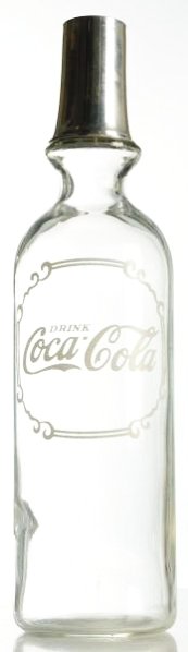 1920's Coca-Cola ACL Syrup Bottle.: Top Cap not original, but fits and compliments the bottle. Bottle is clean and bright. Condition (Near Mint). Size 12 - 3/4" T.