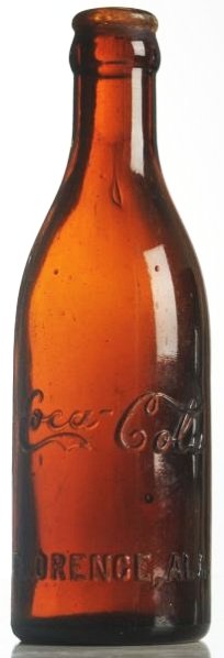 Florence, Alabama Amber Coca-Cola Bottle.: Lip Chips and light wear otherwise. Condition (Very Good). Size 7 - 1/4" T.