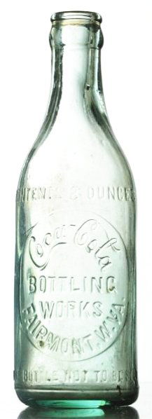 Fairmont, West Virginia Coca-Cola Bottle.: Light soiling and one very small closed crack. Condition (Excellent). Size 7 - 3/4" T.