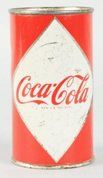 1955 Coca-Cola Diamond Expert Can.: Hayward, California marked for export only. Small dents and scratches with general light wear and two scars on the sides. Condition (Very Good). Size 4 - 3/4" T.