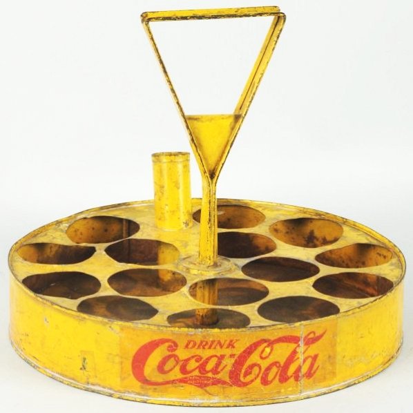 Coca-Cola Vendors Bottle Carrier.: Teens-20's and not commonly found. Displays well. General wear, interior rust, and some mild bends and dents. Condition (Good - Very Good). Size 10 - 3/4" T.