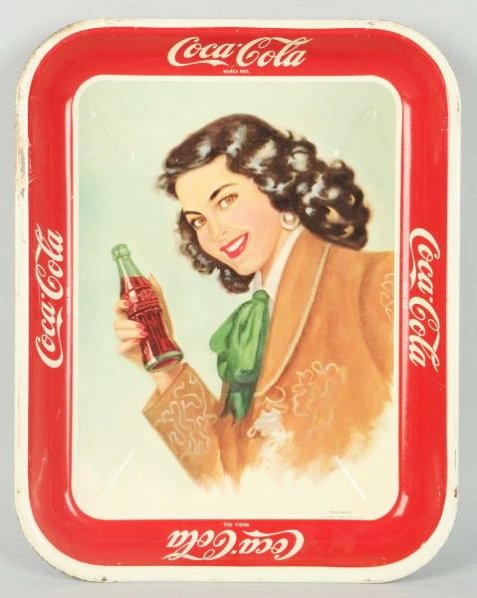 1940's South American Coca-Cola Tray.: Strong face with minor border scratches and a few rim chips/rubs. Condition (Excellent). Size 13 - 1/4" x 10 - 1/2".