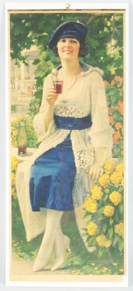 1921 Coca-Cola Calendar Top.: Soiling, with horizontal fold/roll lines, a few small holes/nicks, light wear. Condition (Good - Very Good). Size 27 - 1/2" x 12".