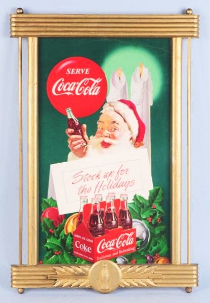 1950s Small Coca-Cola Poster in Old Kay Frame.: Light wear, with a few top portions stronger bends near right corner. Condition (Very Good - Excellent). Size Framed: 32" x 21 - 1/4".