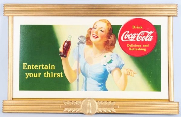 1941 Small Coca-Cola Poster & Repainted Kay Frame: Great looking piece with a few rubs and light scratches, mostly right of center Condition (Excellent Plus). Size Framed: 24 - 1/2" x 39".