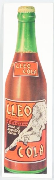 1930s-40s Cleo-Cola Cardboard Cutout Bottle.: Small bottom corner bends and a closed cut at top just under the cap. Condition (Excellent Plus). Size 30" T.