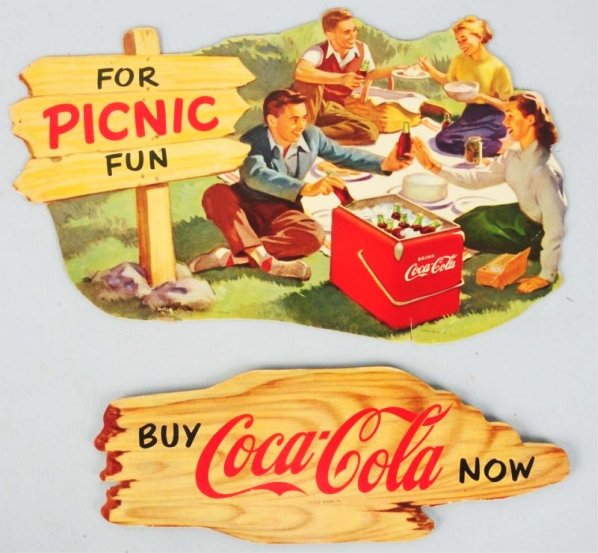 1950s Coca-Cola Carton Display Sign Set.: Light wear with small nicks/marks and a few surface bend lines. Condition (Excellent). Size 12 - 3/4" L.