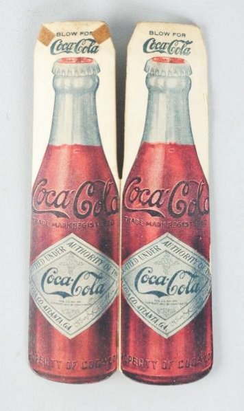 1910-16 Coca-Cola Cardboard Whistle.: Lightest edge wear and quite clean! Condition (Near Mint). Size 6 - 1/4" T.